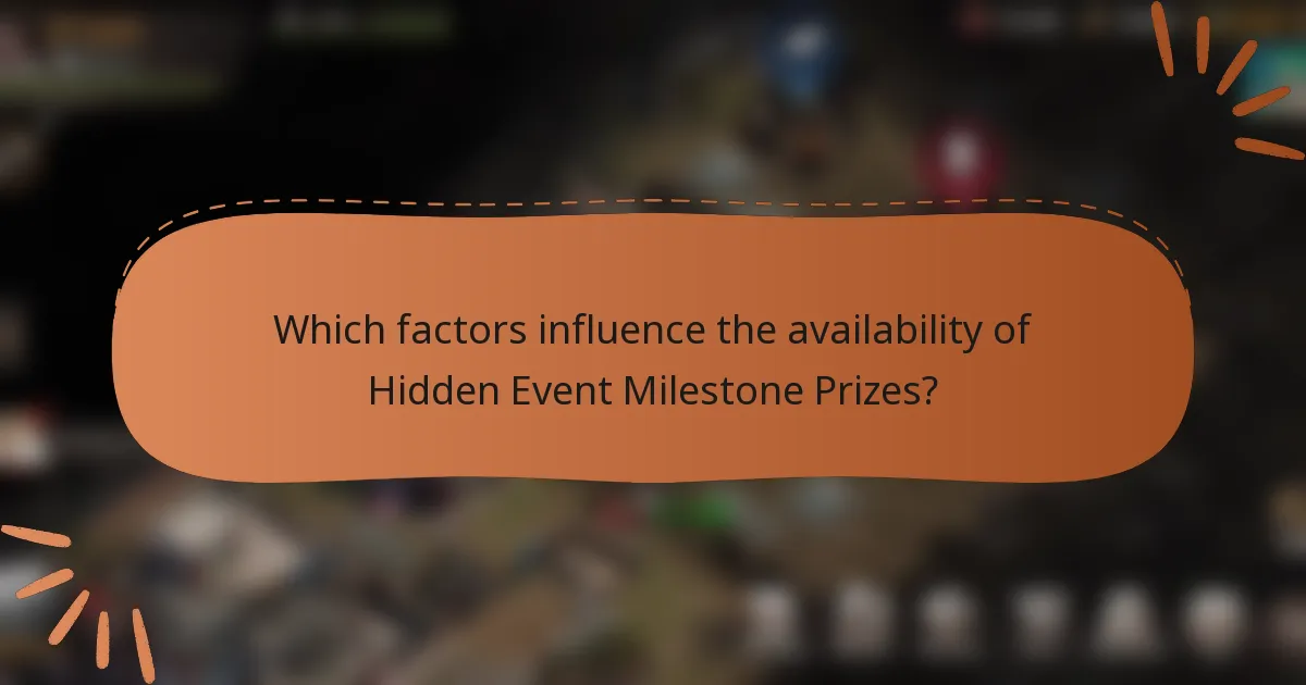 Which factors influence the availability of Hidden Event Milestone Prizes?